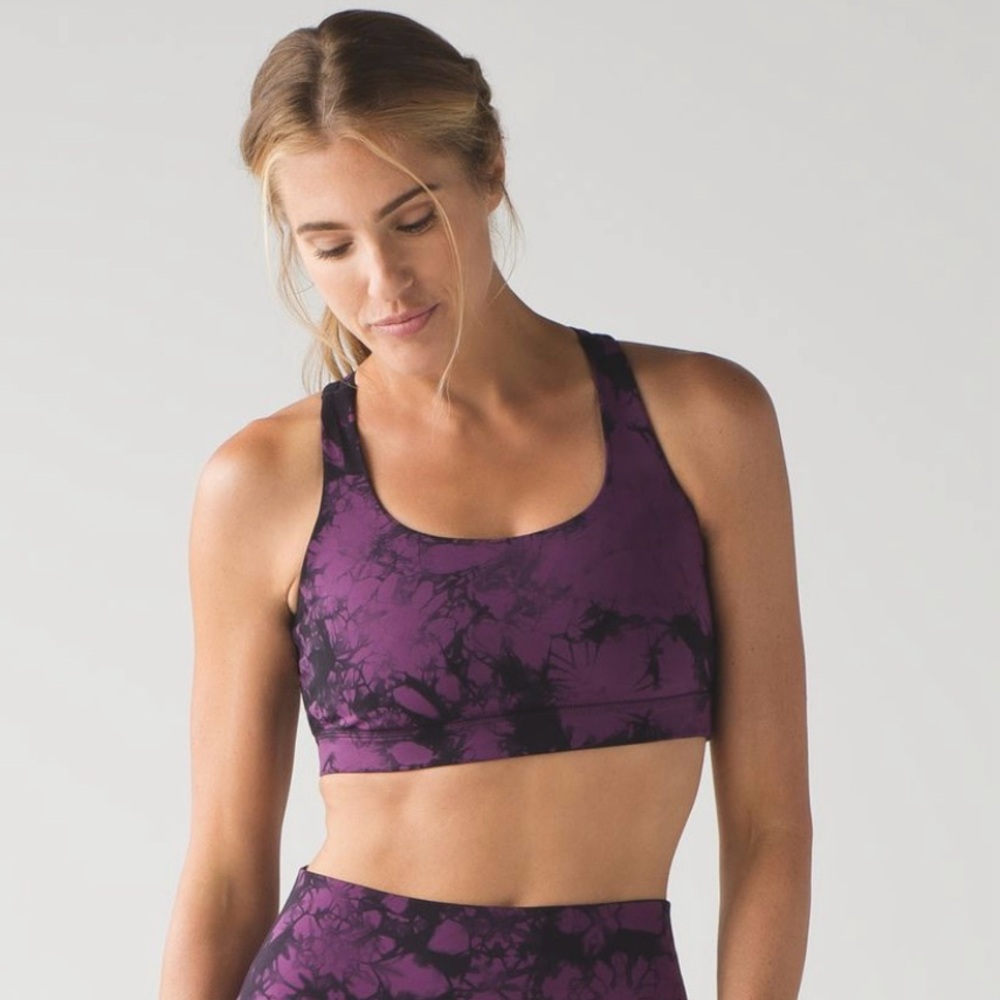 Lululemon Energy Bra Shibori Darkest Magenta Black - Size 4
